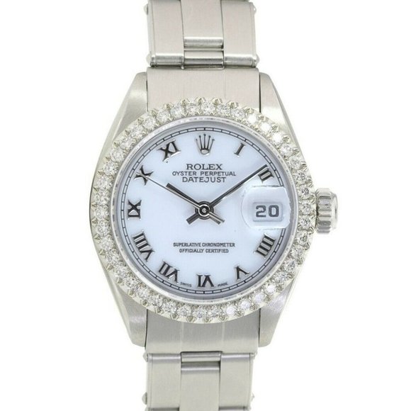 ROLEX DATEJUST WHITE ROMAN DIAL 1.15 CTW DIAMONDS STEEL OYSTER WATCH 26 MM 69174 - Picture 8 of 10